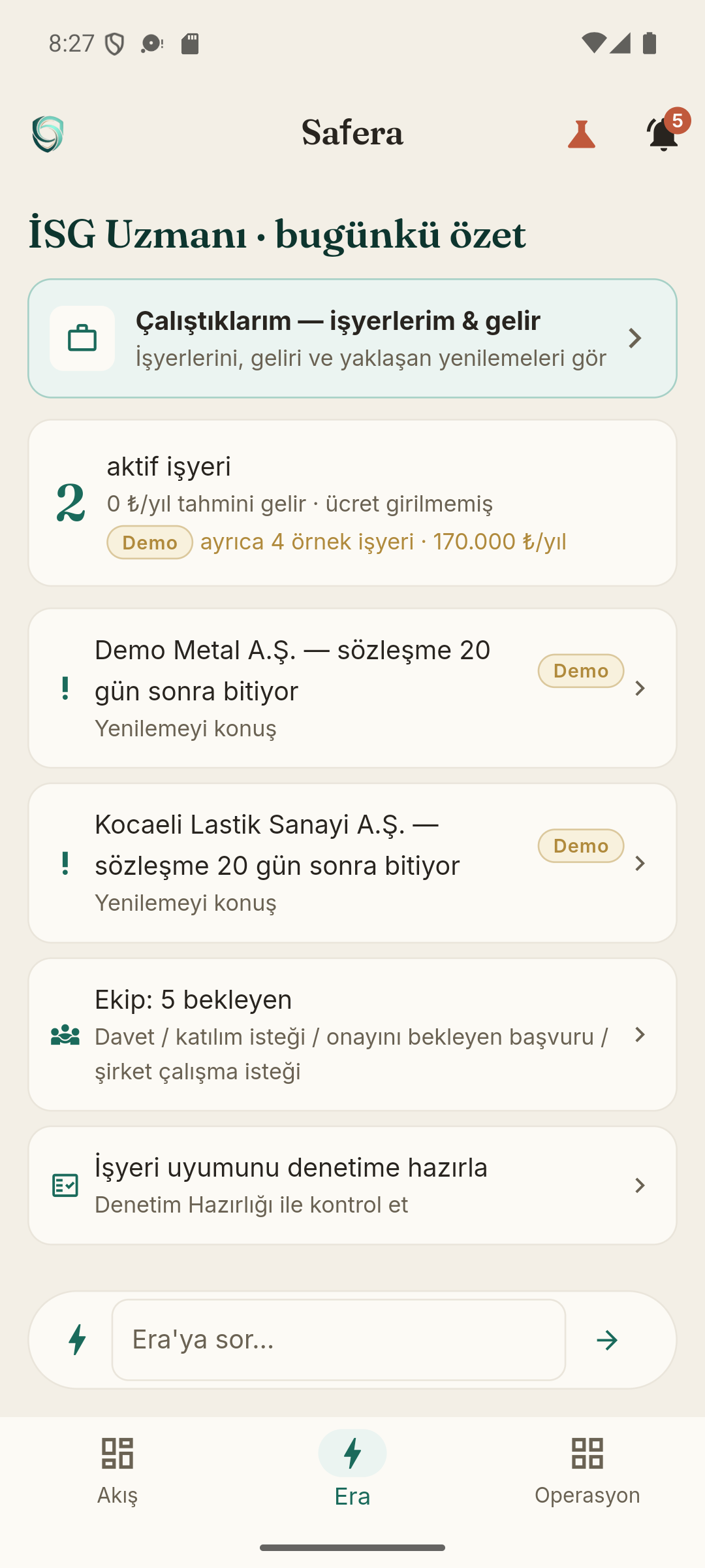 İSG uzmanı Era özeti: işyerleri, ekip ve yaklaşan işler